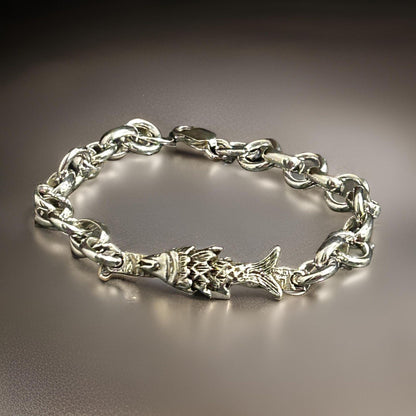 Sterling Silver Fish Charm Bracelet – Handmade Ocean Lover Jewelry (8 inches)