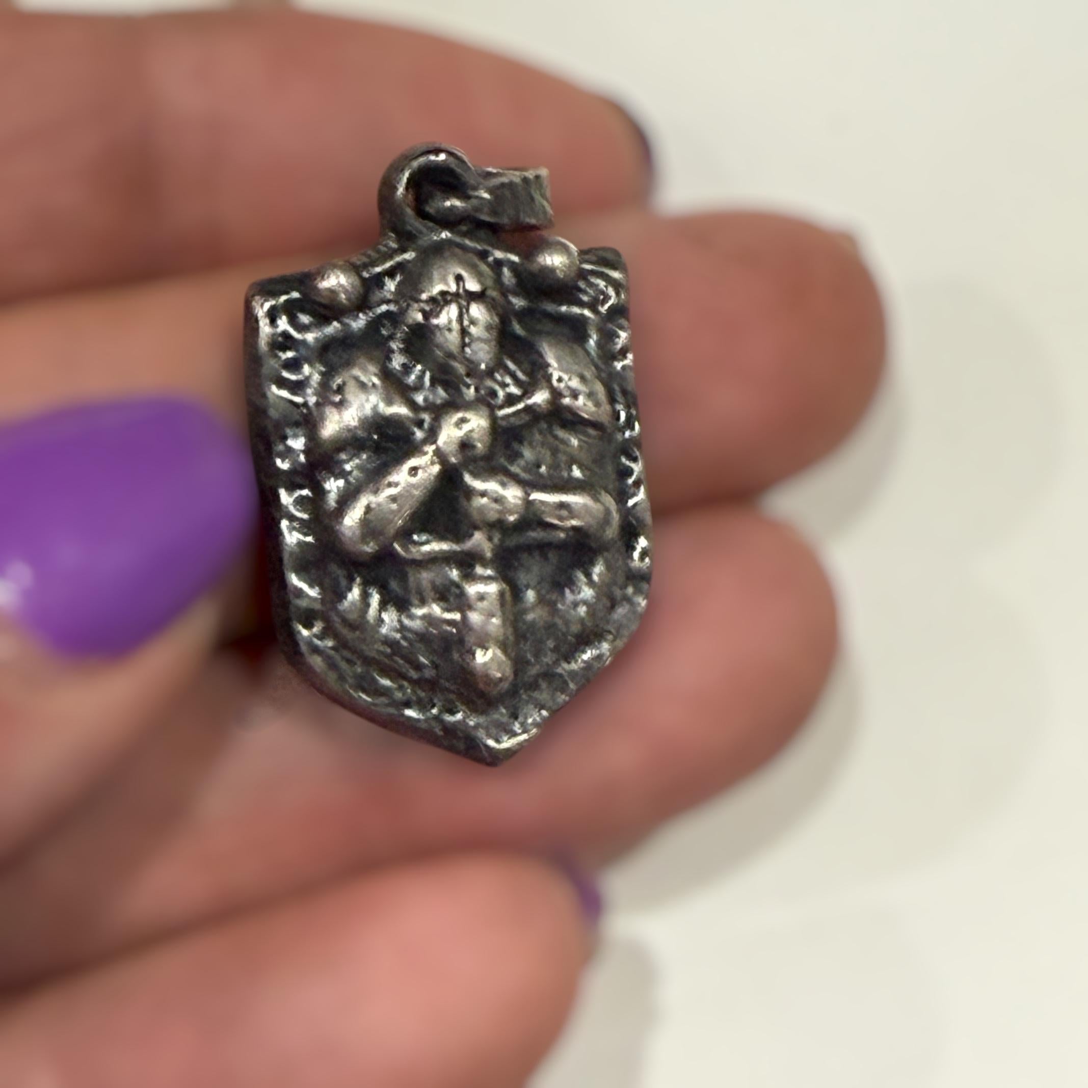 Sterling Silver Knight Pendant, Oxidized Templar Warrior Necklace, Medieval Jewelry