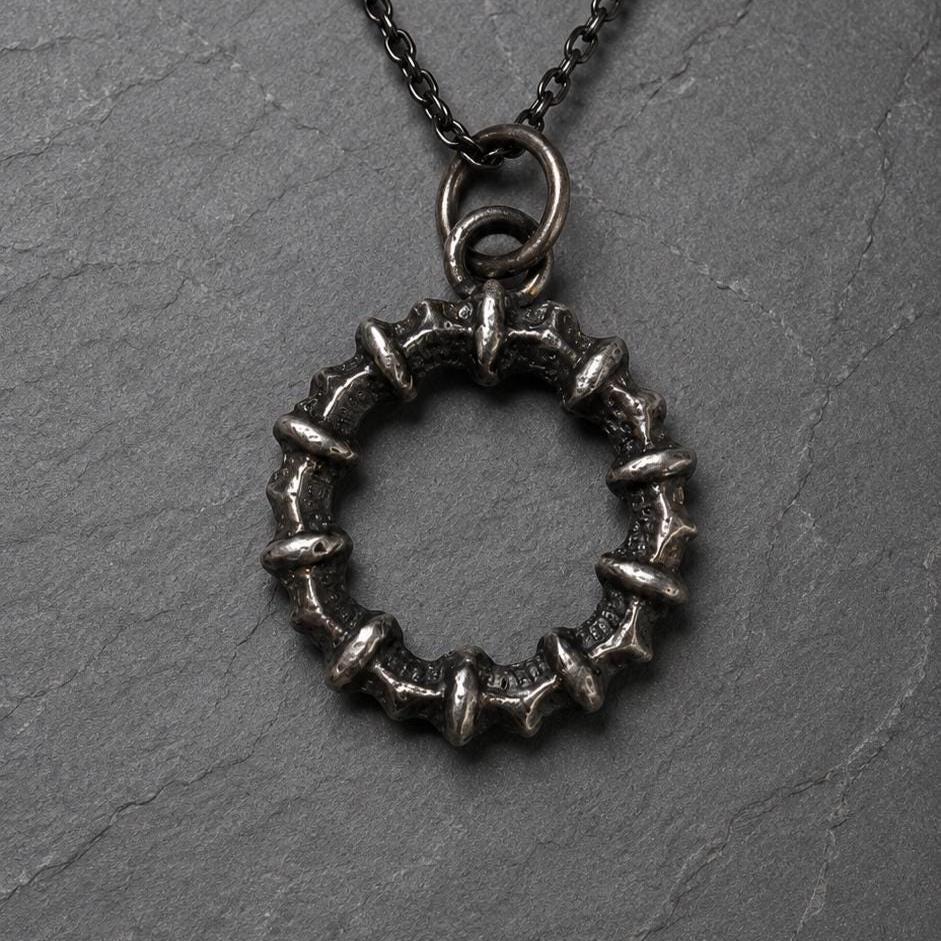 Handmade Sterling Silver Mens Spike Necklace Anchor Chain