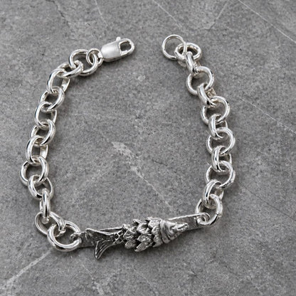 Sterling Silver Fish Charm Bracelet – Handmade Ocean Lover Jewelry (8 inches)