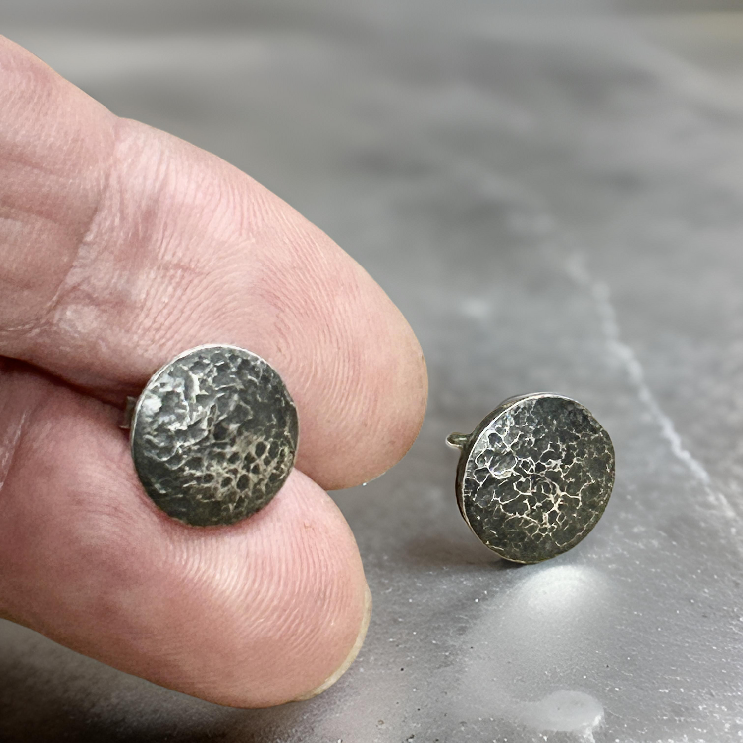 Sterling Silver Rustic Men’s Stud Earrings