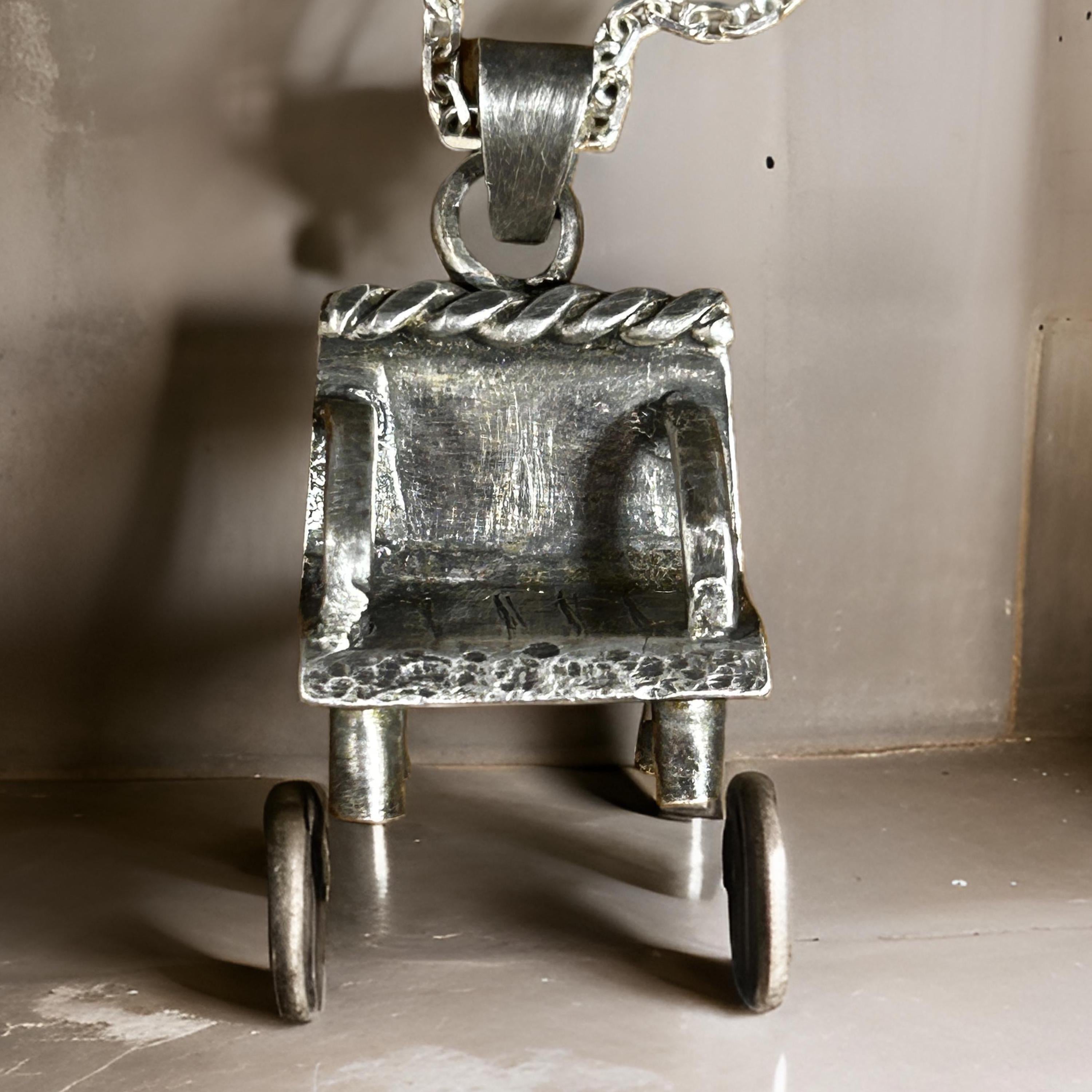 Handmade Sterling Silver Artisan Chair Pendant Necklace