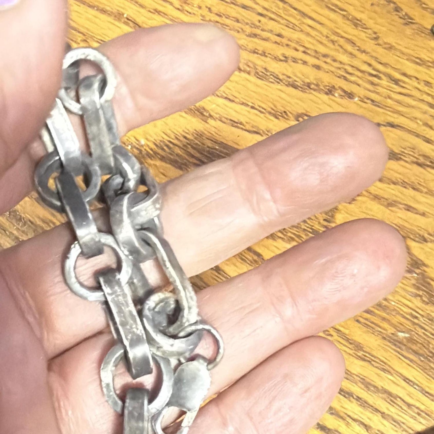 Handmade Sterling Silver Chain Bracelet | Oxidized Rustic Industrial Men’s Jewelry