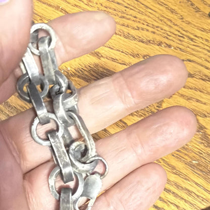 Handmade Sterling Silver Chain Bracelet | Oxidized Rustic Industrial Men’s Jewelry