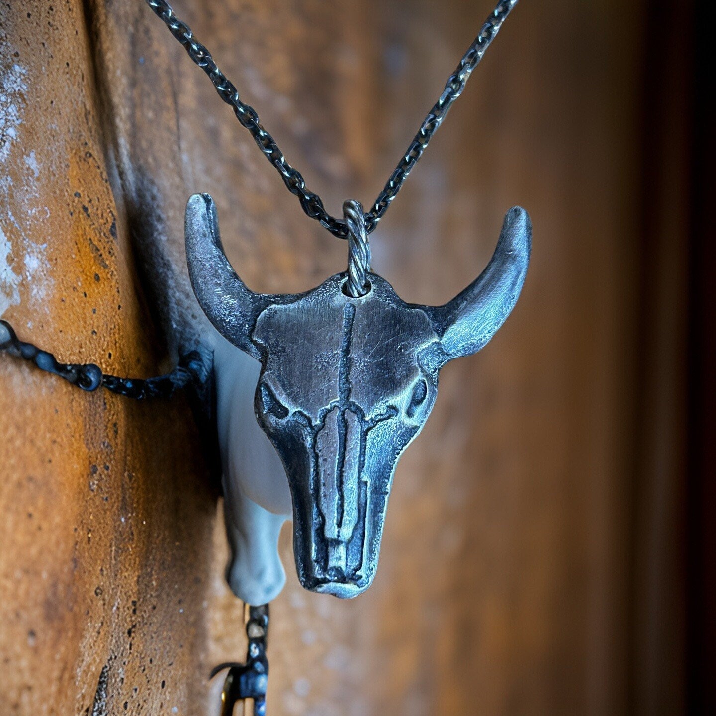 Men’s Pendant Bull Necklace Handmade in sterling silver Gift for Him