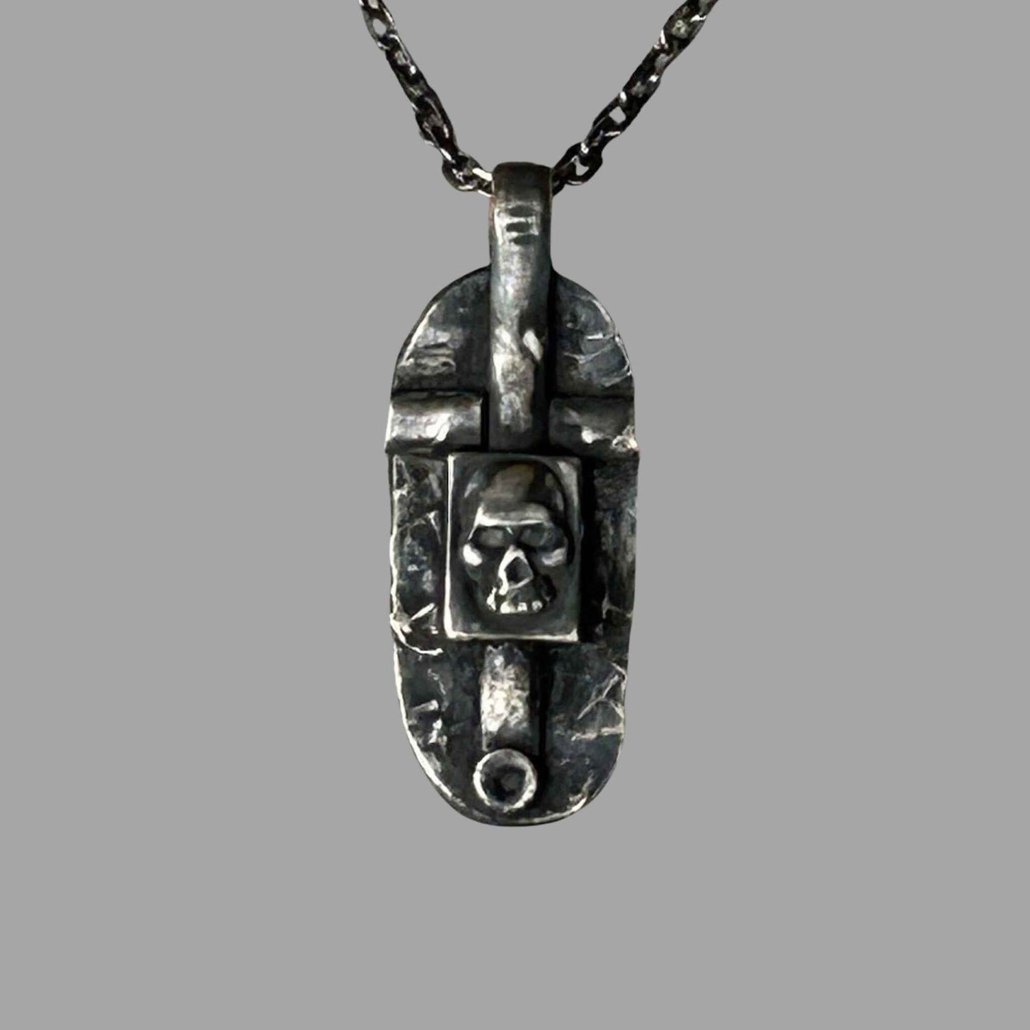 Mens Skull Cross Necklace Handmade in Sterling Silver Mens Jewelry