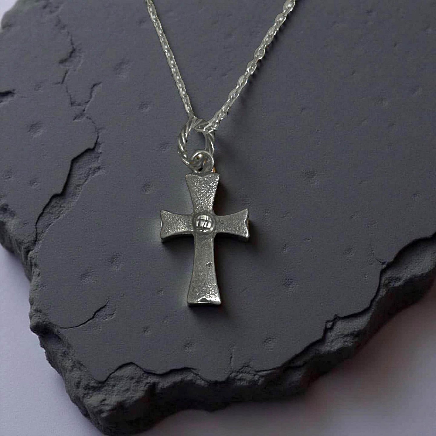 Sterling Silver Cross Pendant – Rustic Gothic Cross Textured Oxidized Jewelry