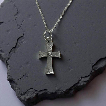 Sterling Silver Cross Pendant – Rustic Gothic Cross Textured Oxidized Jewelry