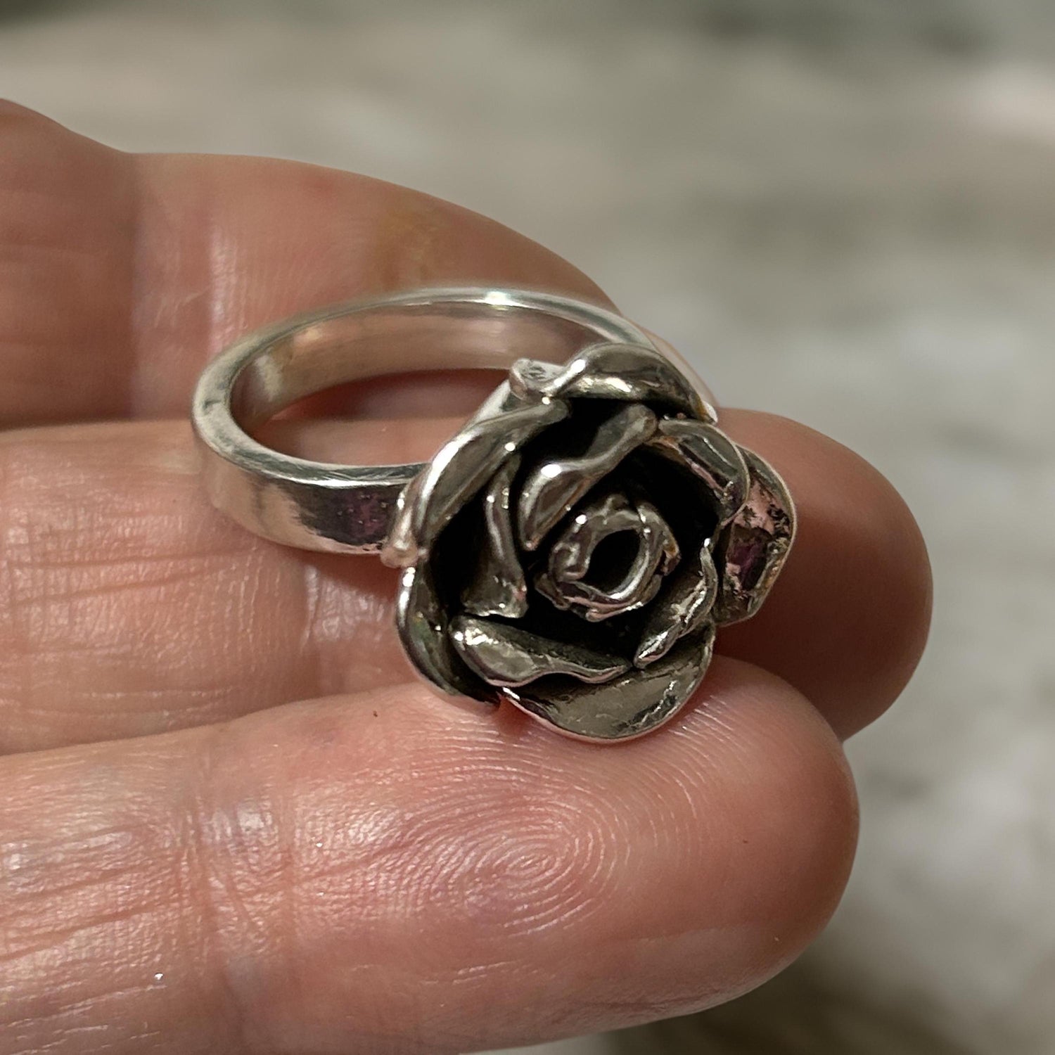 Solid Silver Rose Ring - Handmade Rose - Statement Rings - Unique Jewelry