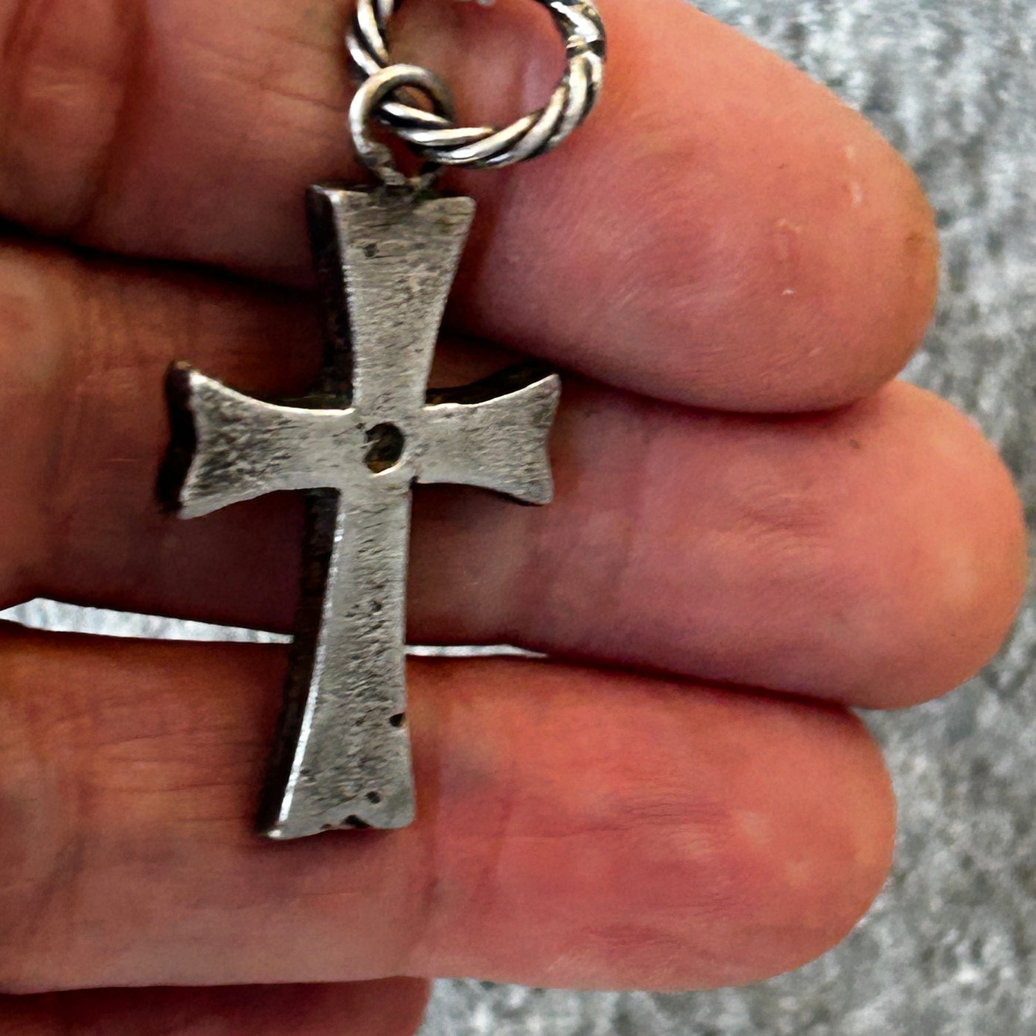 Sterling Silver Cross Pendant – Rustic Gothic Cross Textured Oxidized Jewelry