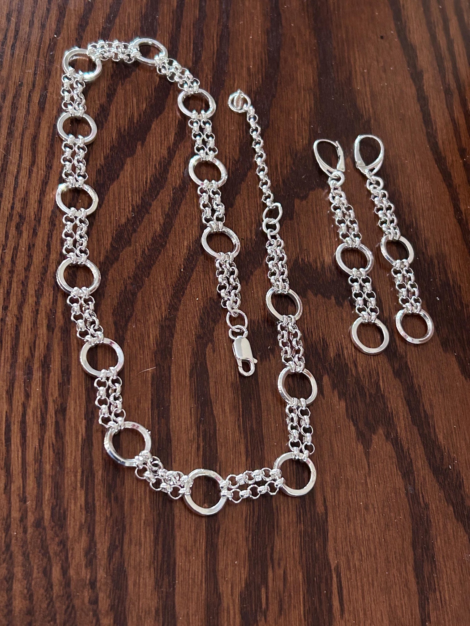 Sterling Silver Link Necklace, Earrings, Bracelet  Set – Optional – Timeless Handmade Jewelry