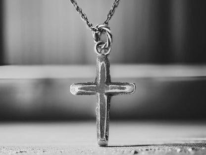 Handmade Oxidized Sterling Silver Cross Necklace • Men&