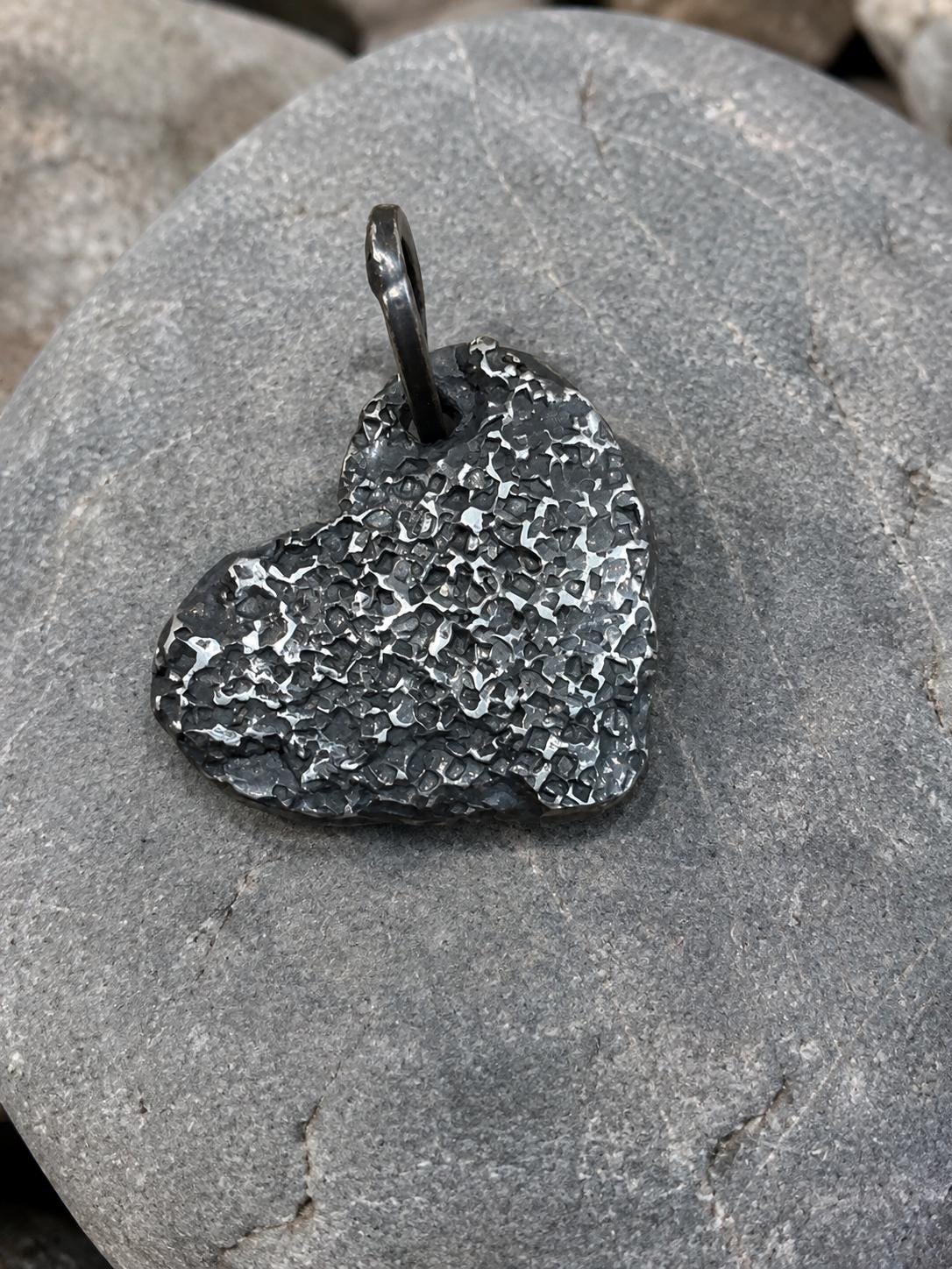 Handmade Oxidized Sterling Silver Heart Pendant, Rustic Statement Jewelry, One-of-a-Kind Gift, Pendant Only
