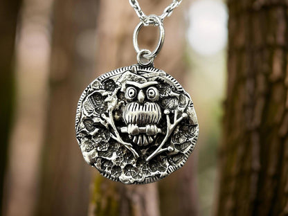 Sterling Silver Owl Pendant • Forest Design Jewelry • Oxidized Finish • One-Of-A Kind gift • Thoughful