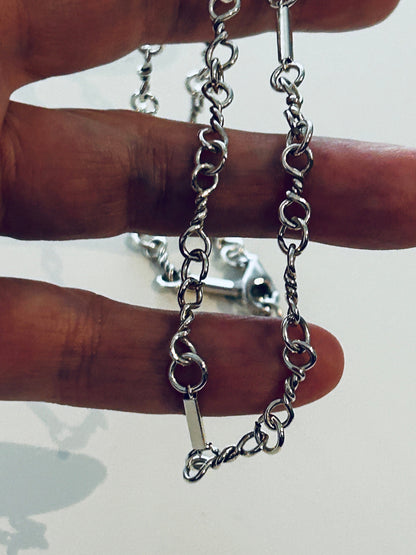 Hand-Twisted Sterling Silver Chain Necklace – 18-Inch Artisan 925 Links