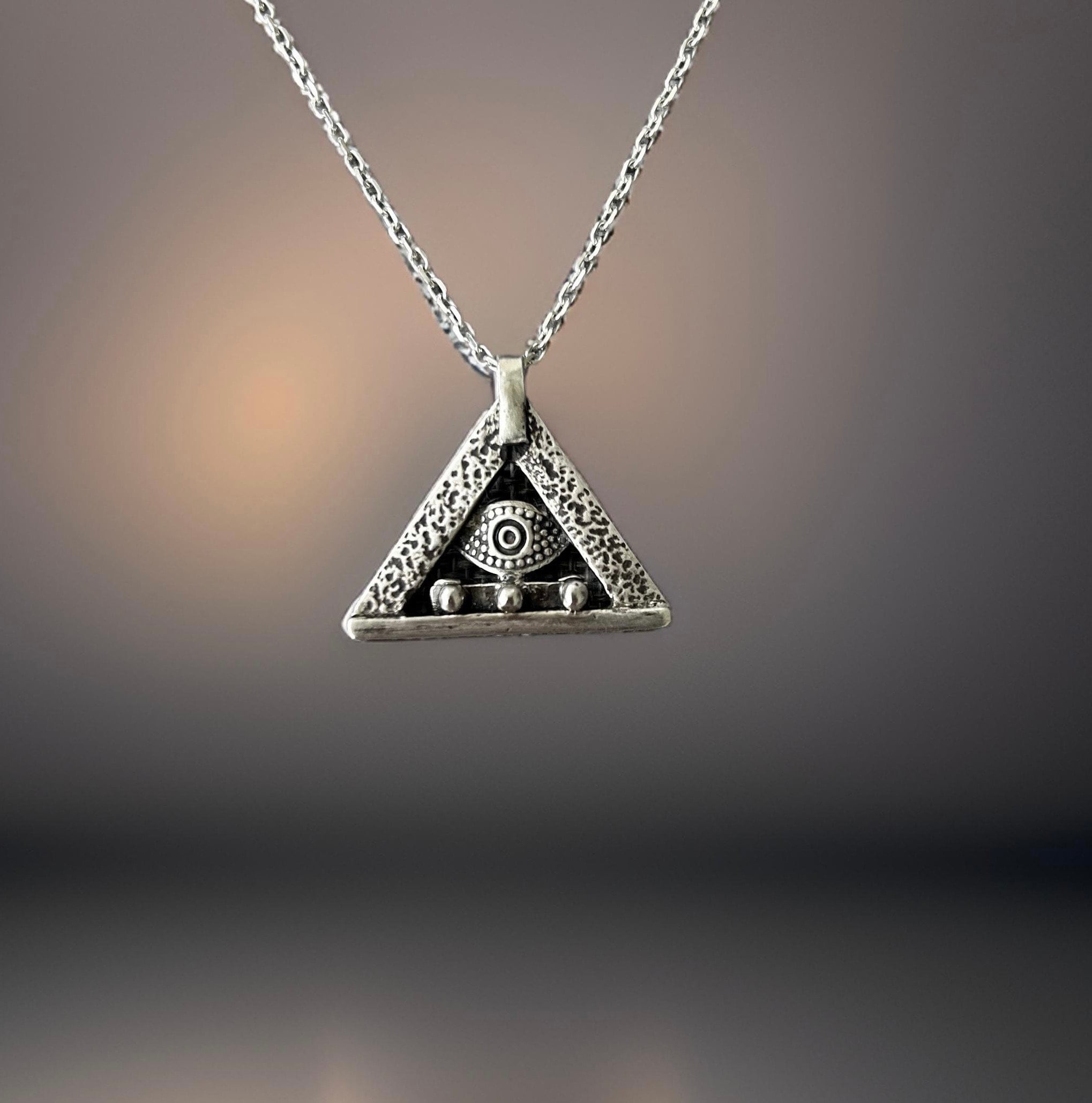Egyptian Evil Eye pendant Sterling silver Handcrafted Necklace