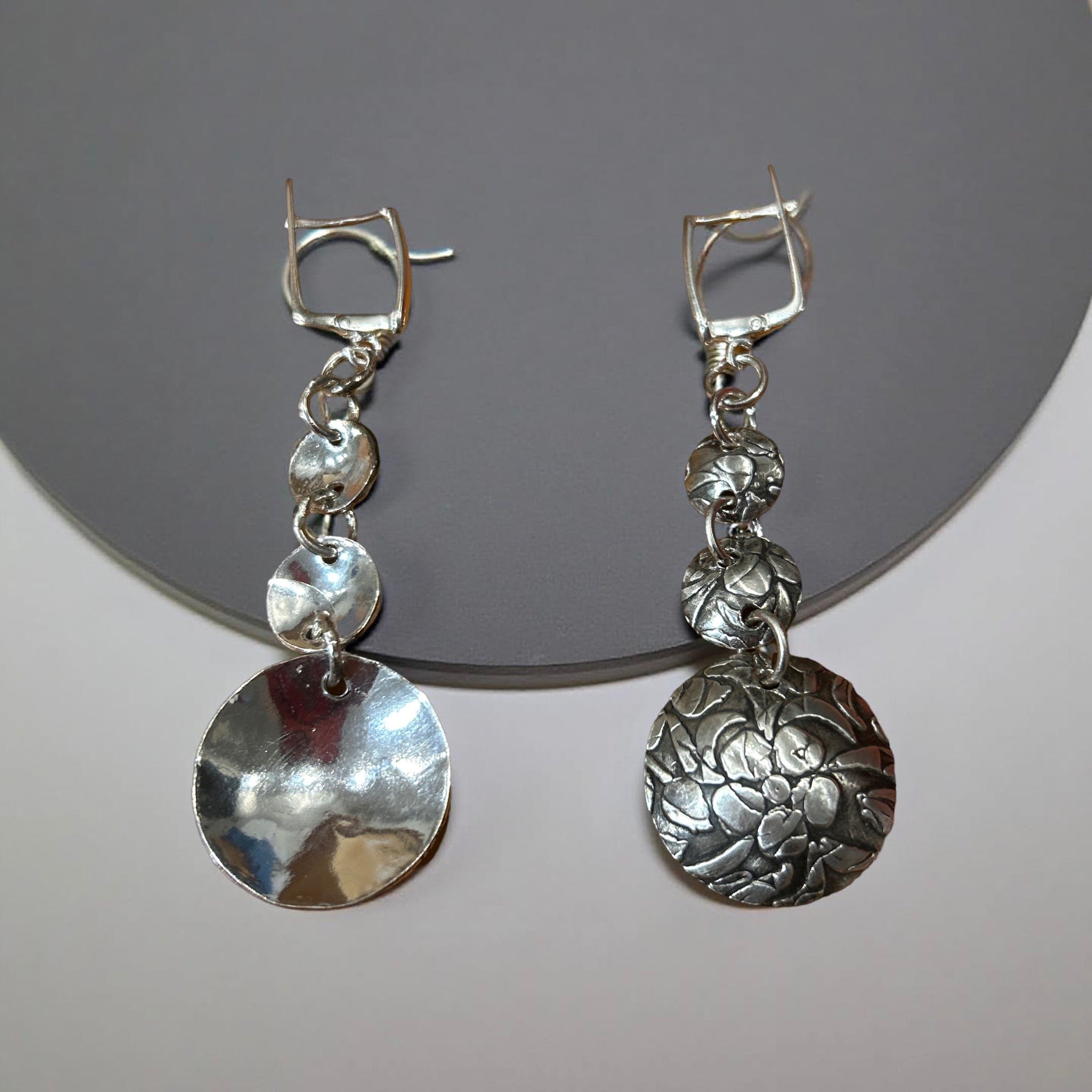 Fine Silver Floral Earrings One-of-a-Kind Earrings