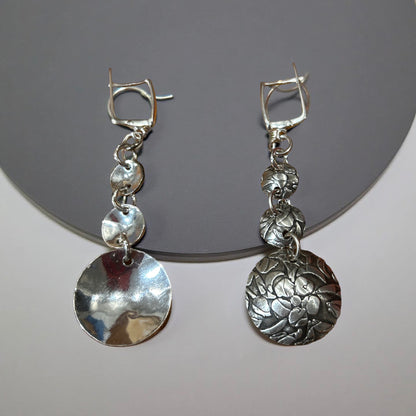 Fine Silver Floral Earrings One-of-a-Kind Earrings