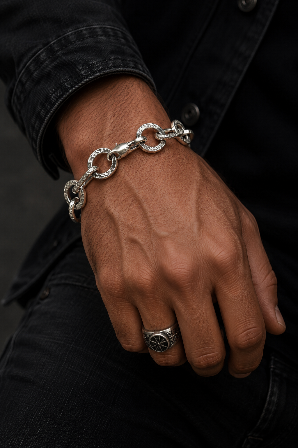 Rustic heavy bracelet by JJewelryArt featuring bold, textured metal design suitable for statement jewelry.