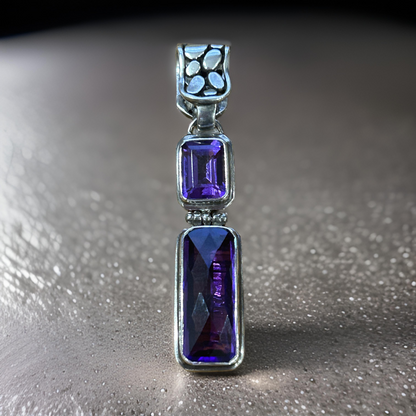 Elegant Sterling Silver Amethyst Pendant with Dual Gemstones