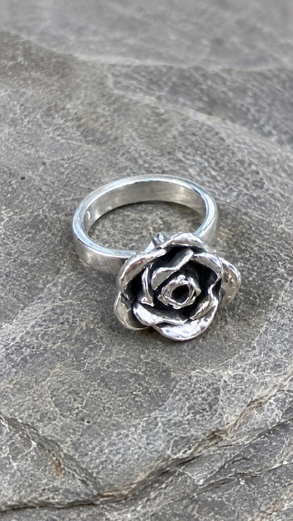 Solid Silver Rose Ring - Handmade Rose - Statement Rings - Unique Jewelry