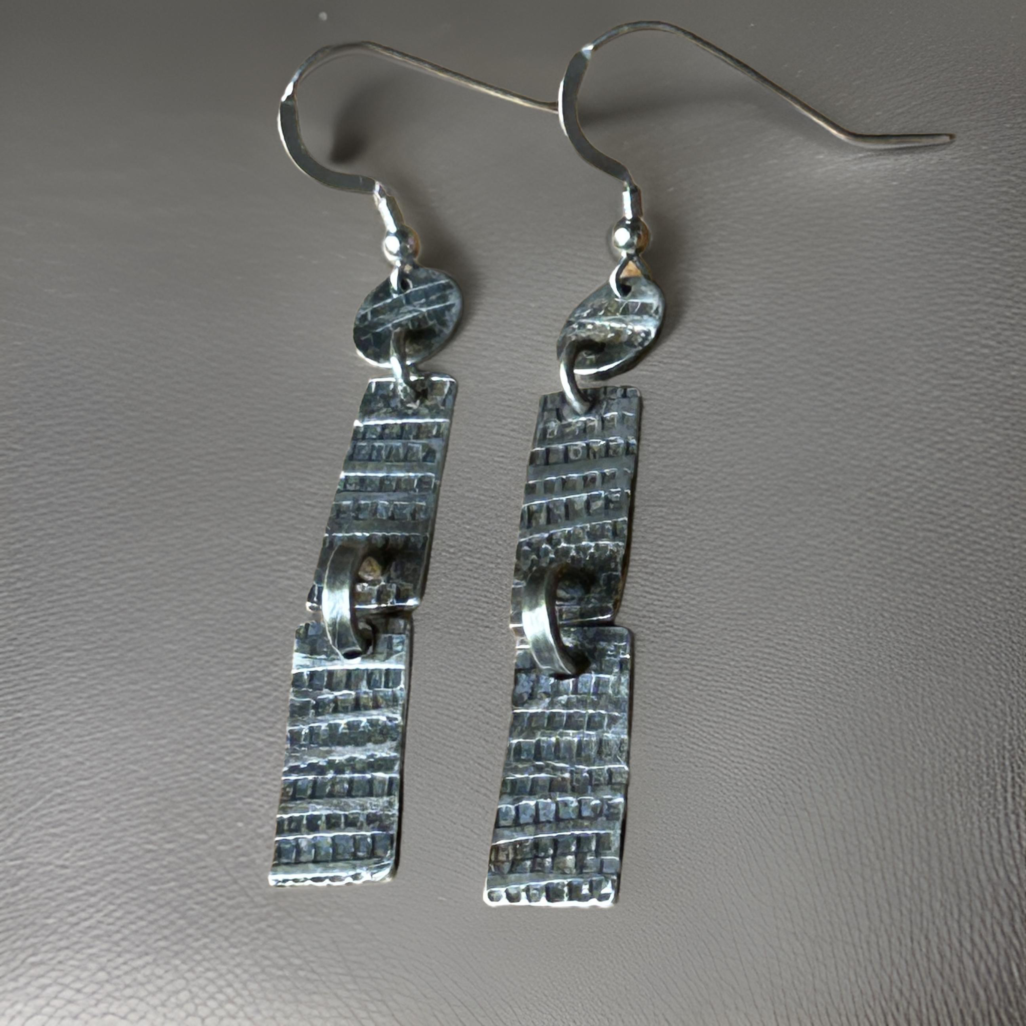 Rustic-oxidized-sterling-silver dangle-earrings