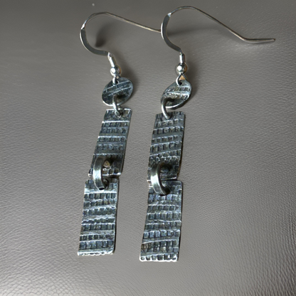 Rustic-oxidized-sterling-silver dangle-earrings