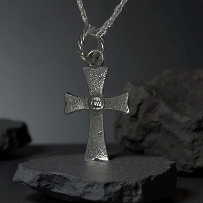 Sterling Silver Cross Pendant – Rustic Gothic Cross Textured Oxidized Jewelry