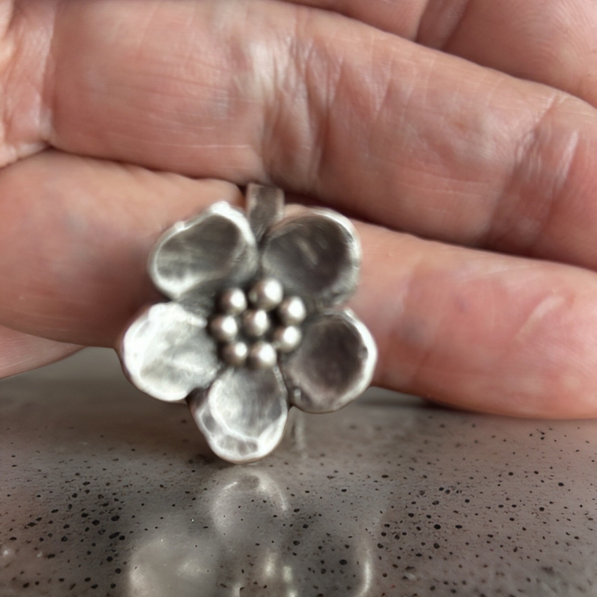 925 Sterling Flower Ring Handmade Antique Style Ring Floral Jewelry