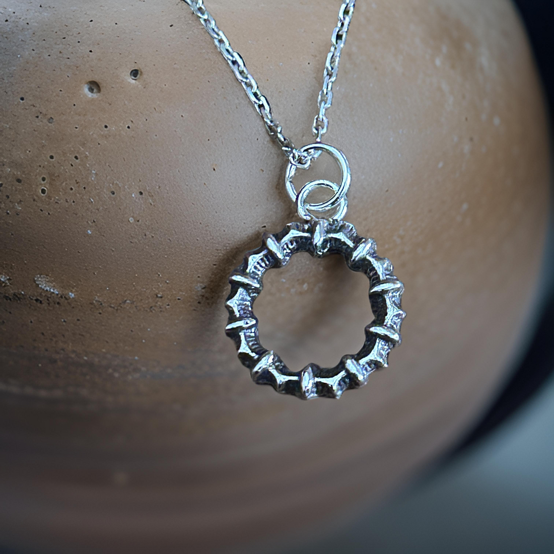 Sterling Silver Crown of Thorns Necklace – Silver Spike Pendant