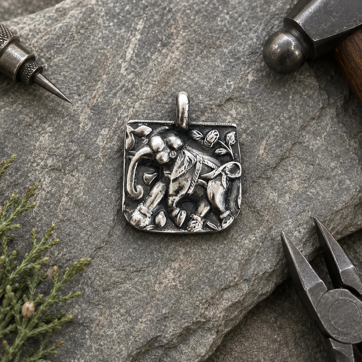 Handmade 999 Fine Silver Botanical Pendant Necklace – Nature Inspired Organic Design