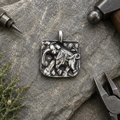 Handmade 999 Fine Silver Botanical Pendant Necklace – Nature Inspired Organic Design