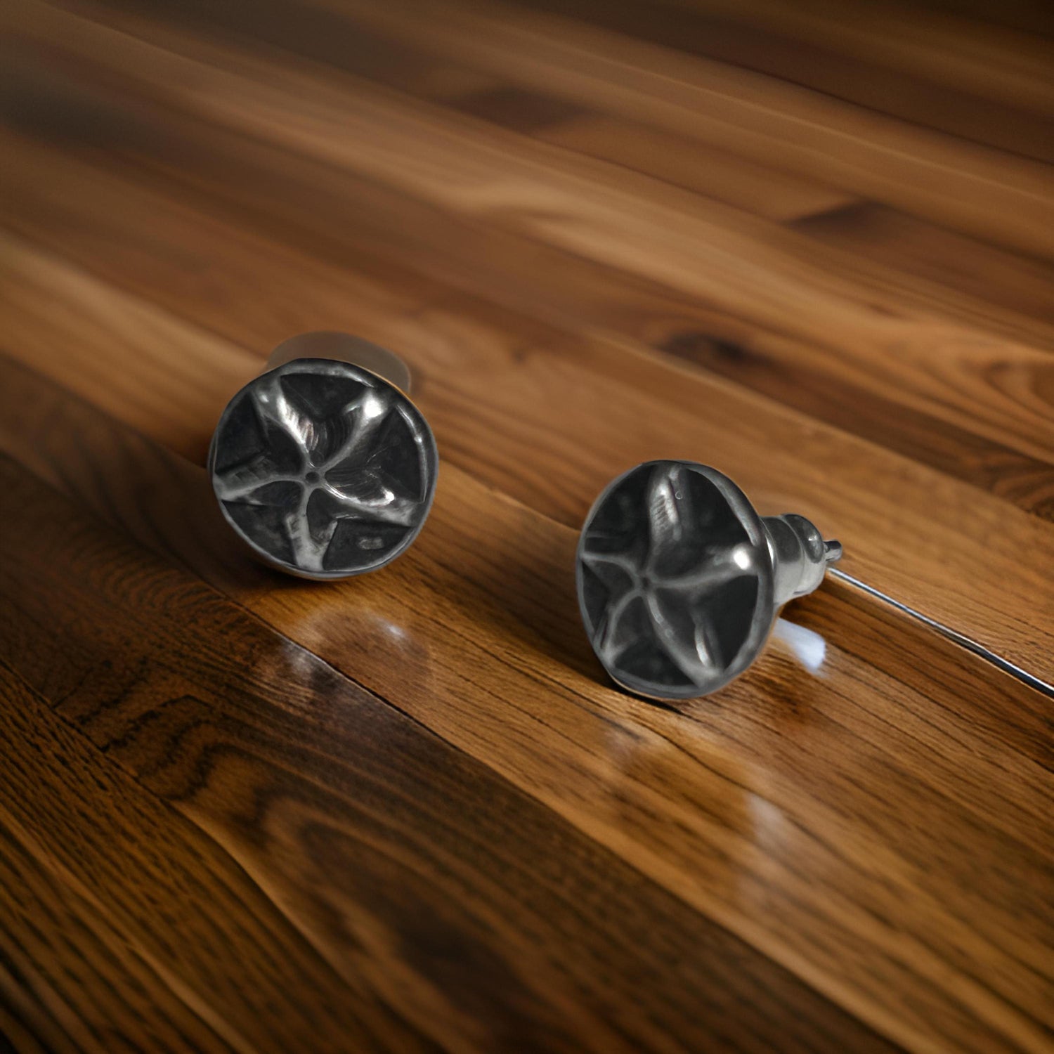 925 Sterling Silver Starburst Oxidized Earrings for Men