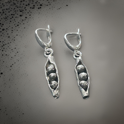 Handmade 925 sterling silver beans Nature-inspired earrings