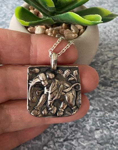 Handmade 999 Fine Silver Botanical Pendant Necklace – Nature Inspired Organic Design