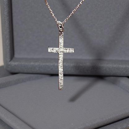 Sterling Silver Hammered Cross Pendant Necklace | Rustic Minimalist Christian Jewelry