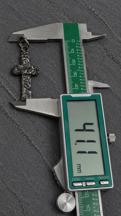 Handmade Sterling Silver Rustic Cross Pendant, Oxidized Artisan Christian Jewelry