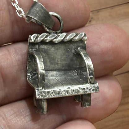 Handmade Sterling Silver Artisan Chair Pendant Necklace