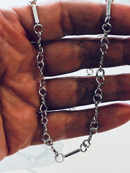 Hand-Twisted Sterling Silver Chain Necklace – 18-Inch Artisan 925 Links