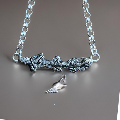 Silver Oak Branch Necklace