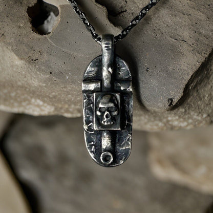 Mens Skull Cross Necklace Handmade in Sterling Silver Mens Jewelry