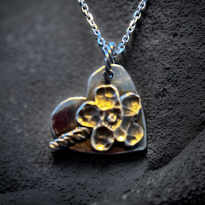Heart and Flower Necklace