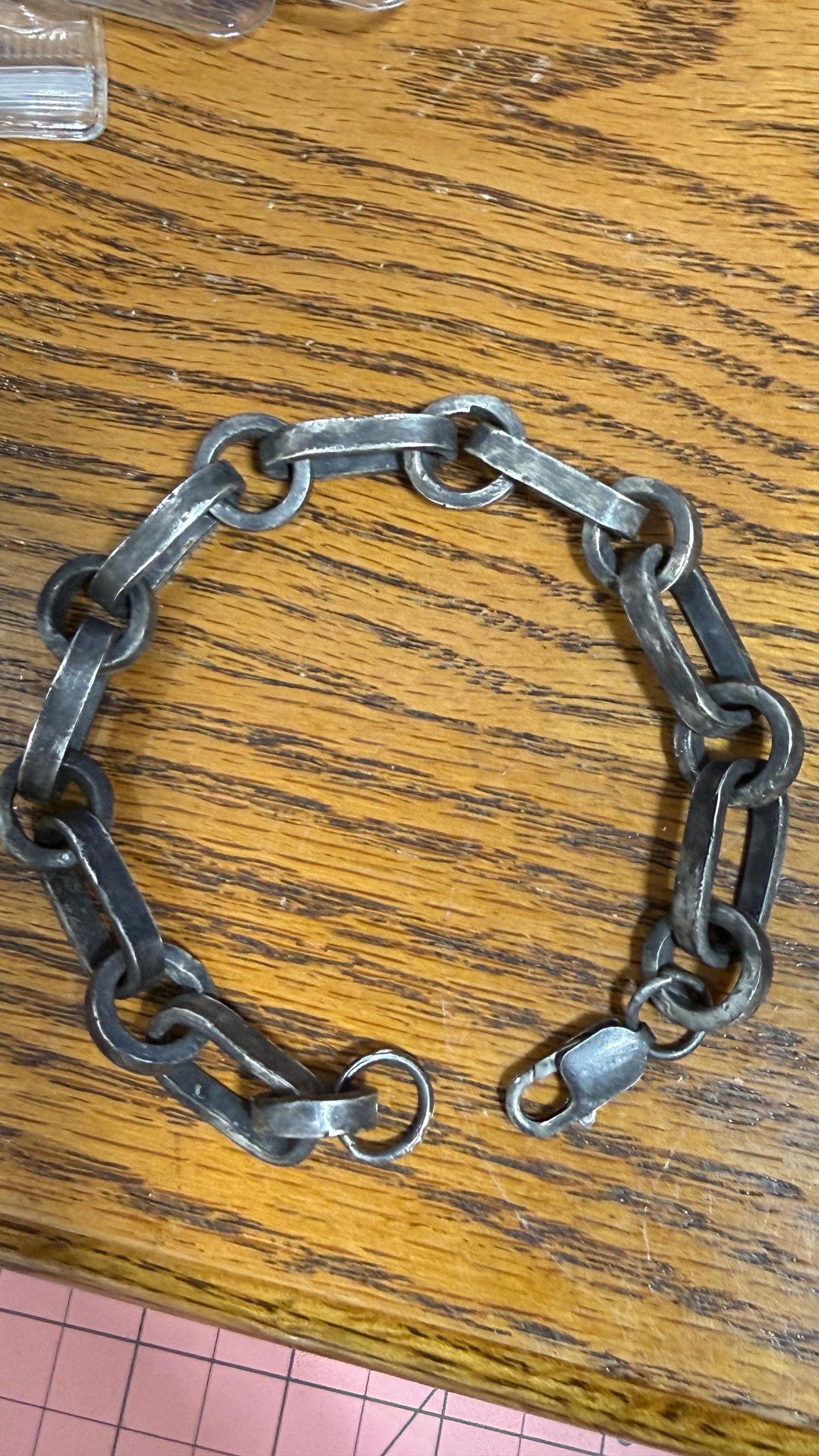 Handmade Sterling Silver Chain Bracelet | Oxidized Rustic Industrial Men’s Jewelry