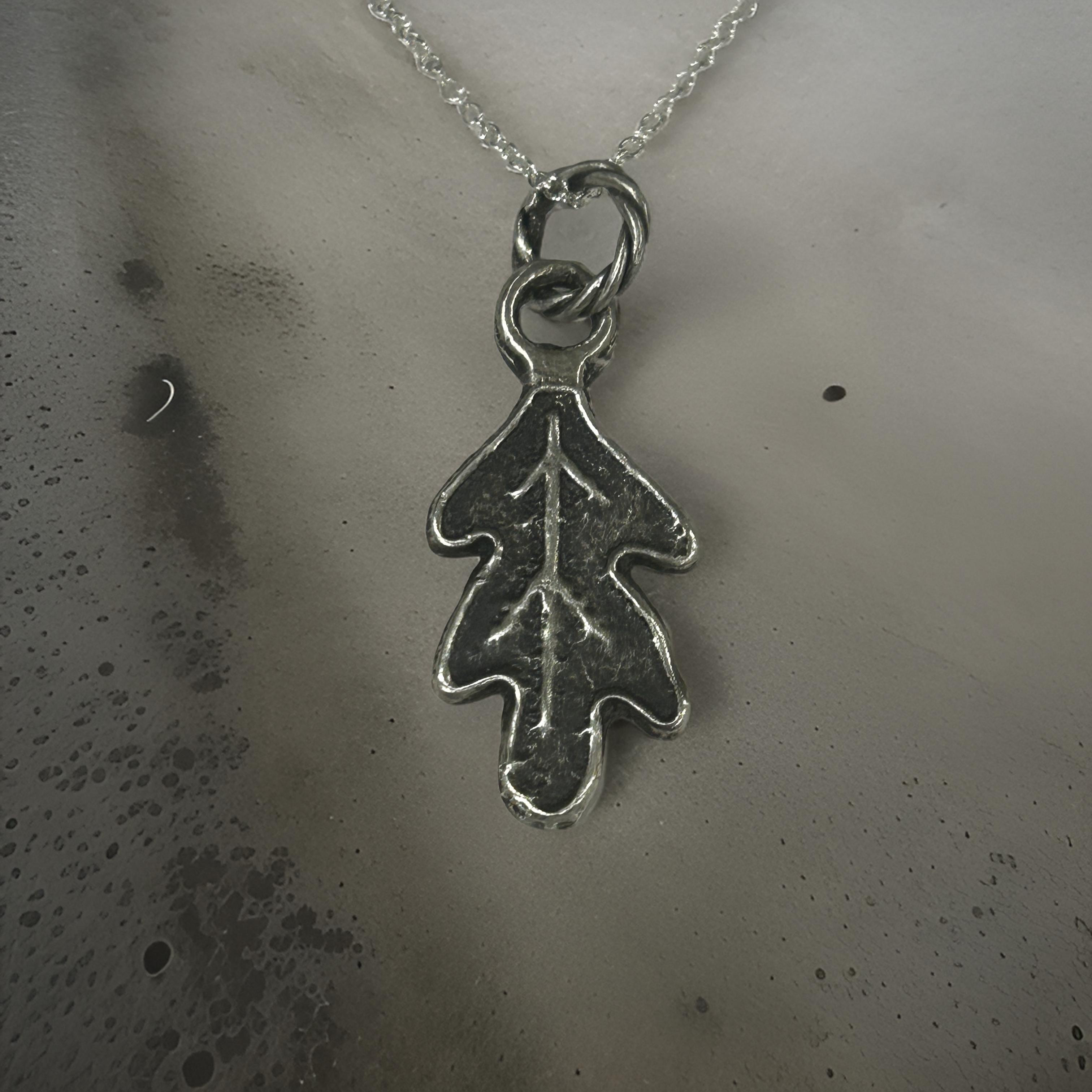 Handmade Sterling Silver Oak Leaf Pendant Necklace