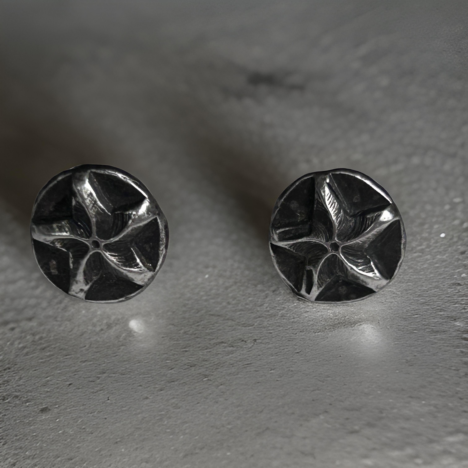 Silver Starburst Oxidized Earrings