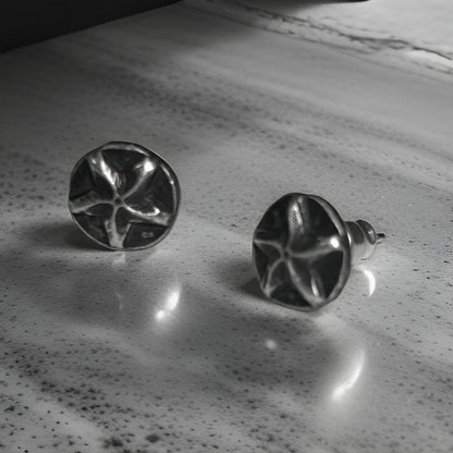 925 Sterling Silver Starburst Oxidized Earrings for Men