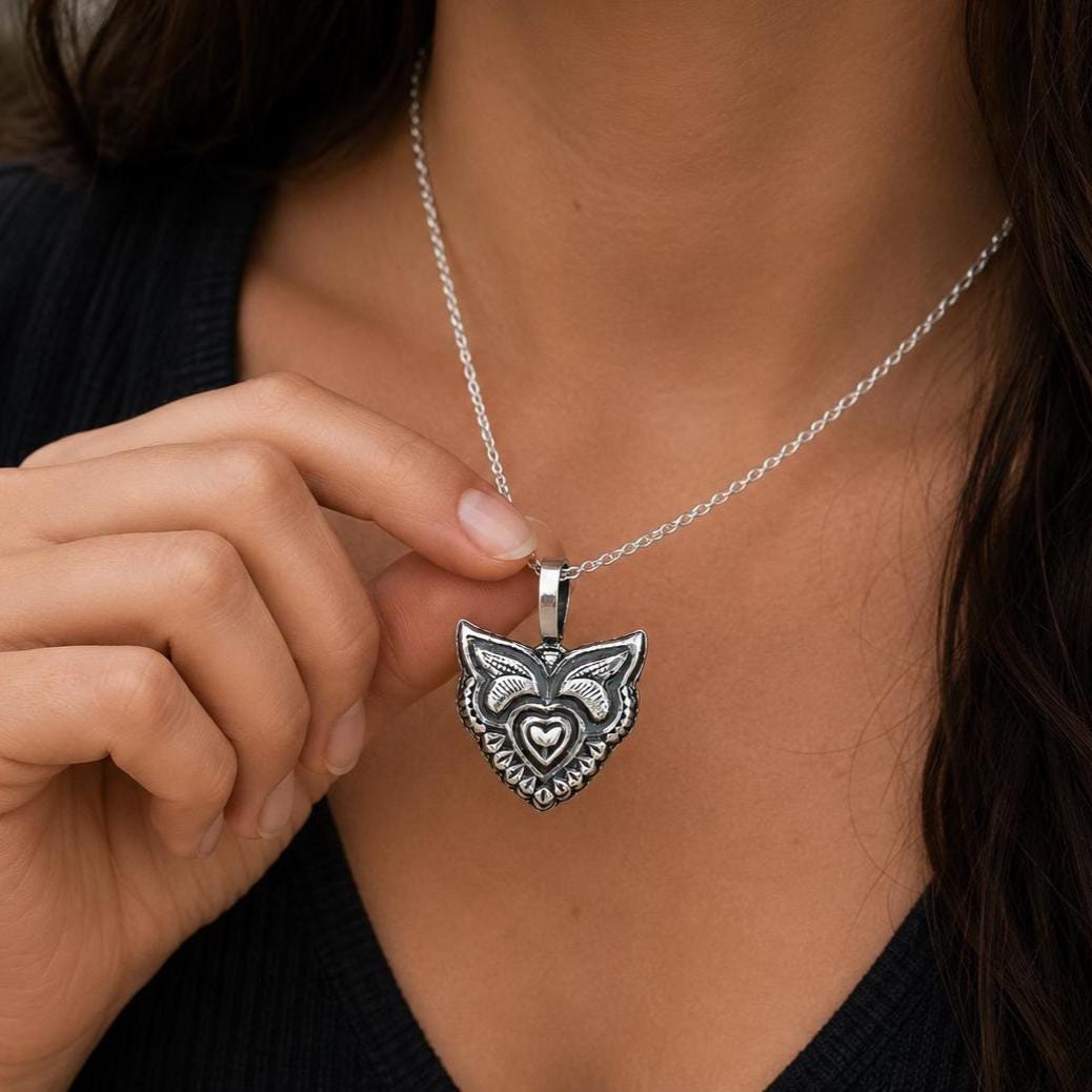 Handmade Silver Fox Pendant, Woodland Animal Jewelry