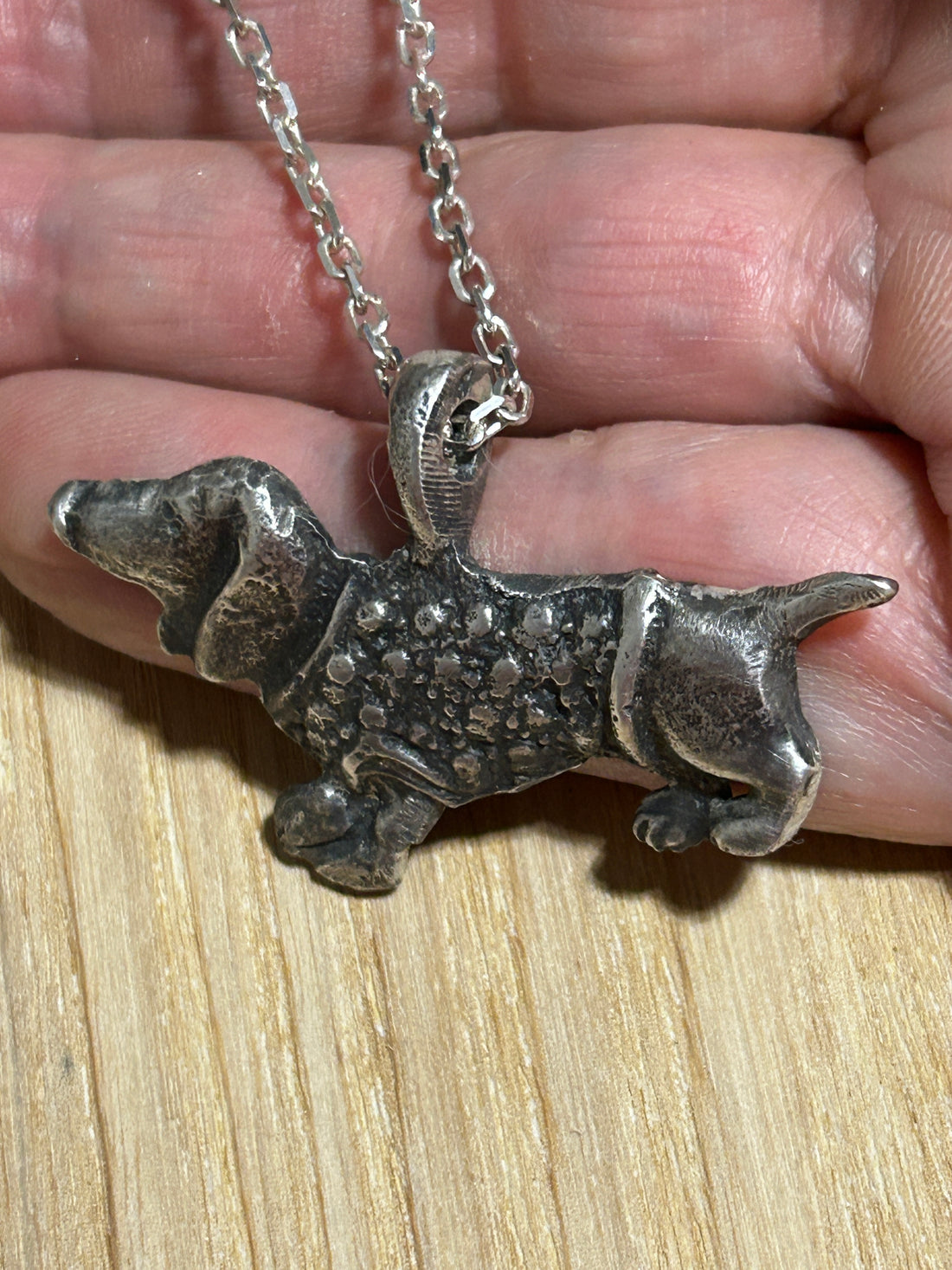 Dachshund dog, pet, necklace handmade in sterling silver