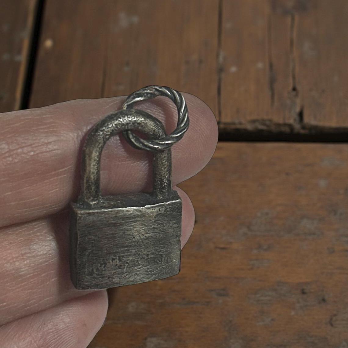 Sterling Silver Lock Pendant, Heavy Oxidized Padlock Necklace, Rustic Handmade Jewelry