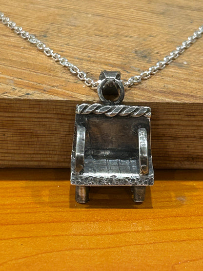 Handmade Sterling Silver Artisan Chair Pendant Necklace